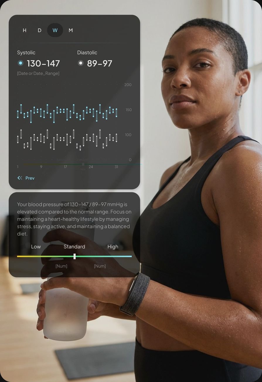 Human Band app screen showing biological age trending downward as recovery improves
